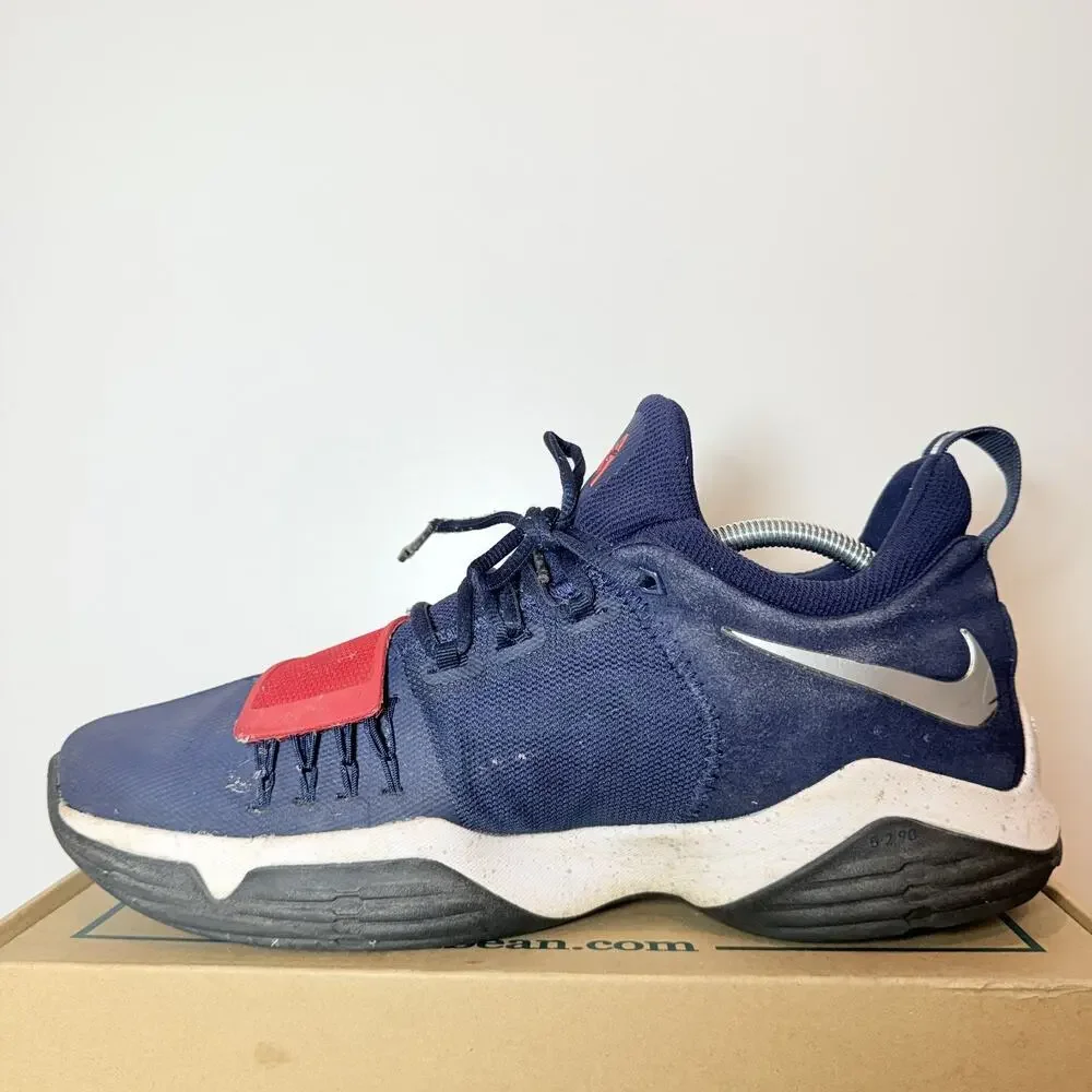 Men's Size 11 Nike PG 1 Navy Blue Red Basketball Shoes Paul George Sneaker Court